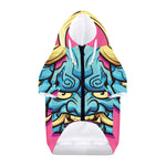 Blue Japanese Demon Print Dog Zip Up Hoodie