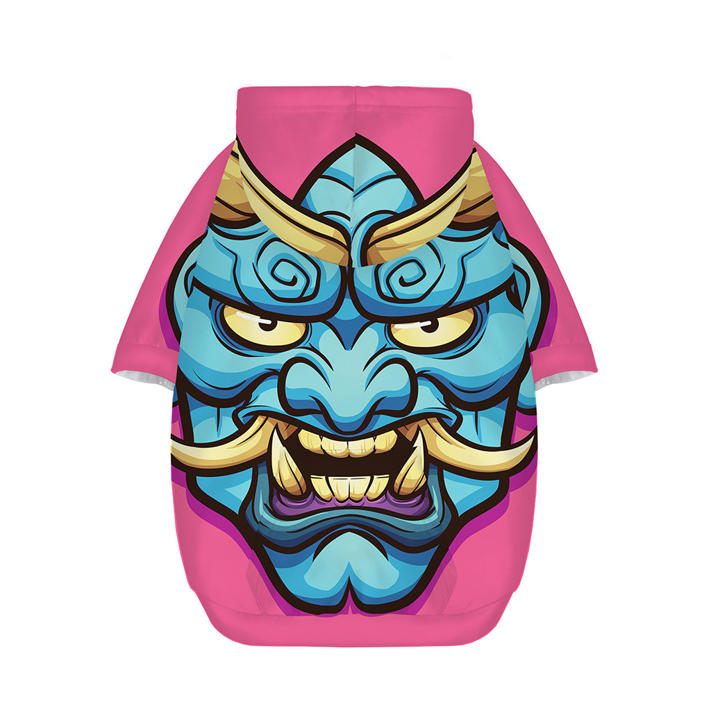 Blue Japanese Demon Print Dog Zip Up Hoodie