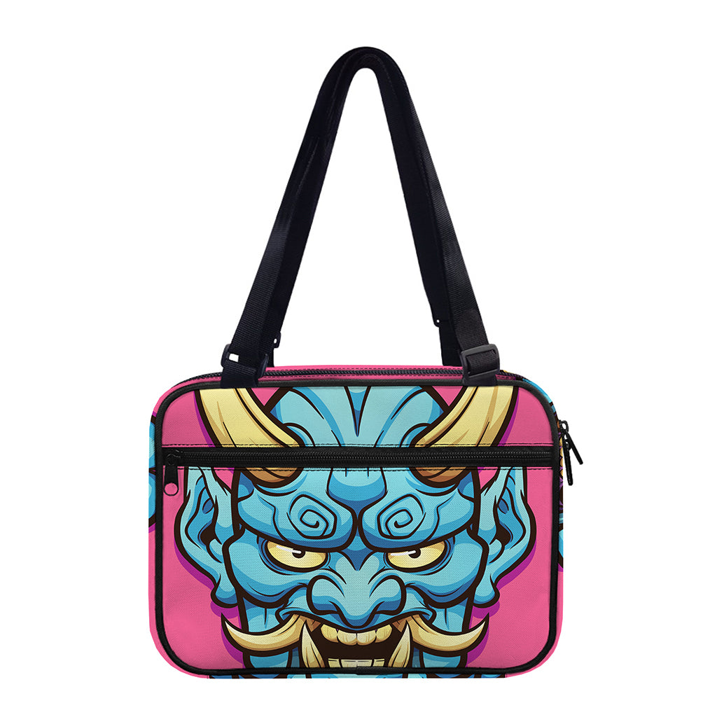 Blue Japanese Demon Print Double Strap Bible Bag