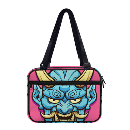 Blue Japanese Demon Print Double Strap Bible Bag