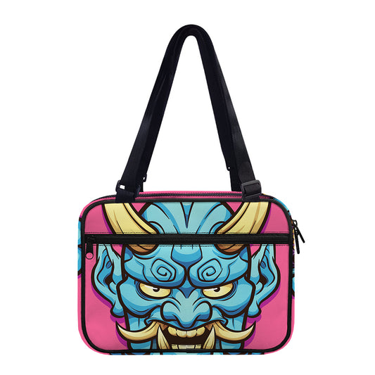 Blue Japanese Demon Print Double Strap Bible Bag