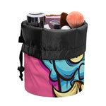 Blue Japanese Demon Print Drawstring Makeup Bag