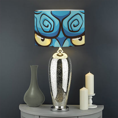 Blue Japanese Demon Print Drum Lamp Shade