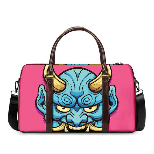Blue Japanese Demon Print Duffle Bag
