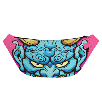 Blue Japanese Demon Print Fanny Pack