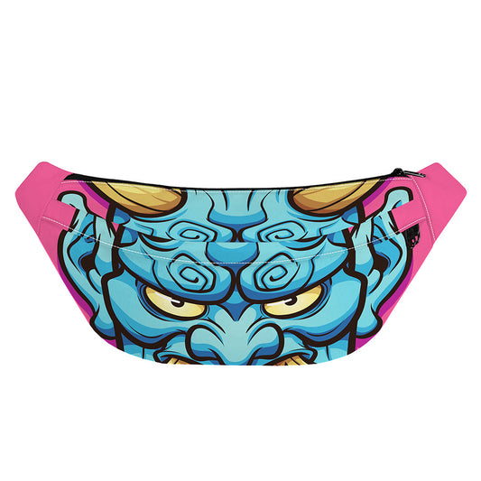 Blue Japanese Demon Print Fanny Pack