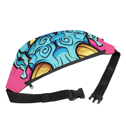 Blue Japanese Demon Print Fanny Pack