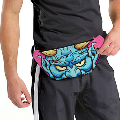 Blue Japanese Demon Print Fanny Pack