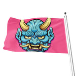 Blue Japanese Demon Print Flag