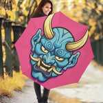 Blue Japanese Demon Print Foldable Umbrella
