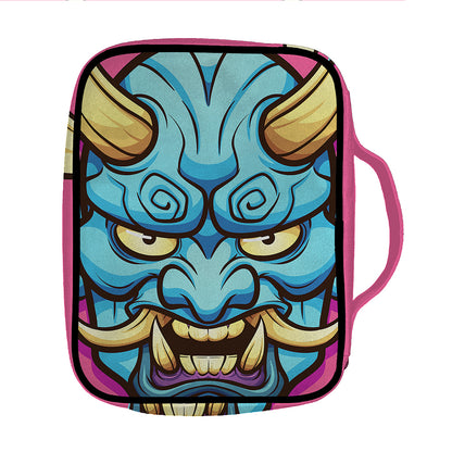 Blue Japanese Demon Print Front Pocket Bible Bag