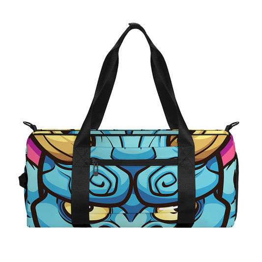 Blue Japanese Demon Print Gym Bag