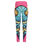 Blue Japanese Demon Print High-Waisted Pocket Leggings
