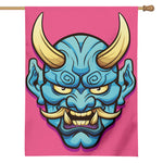 Blue Japanese Demon Print House Flag