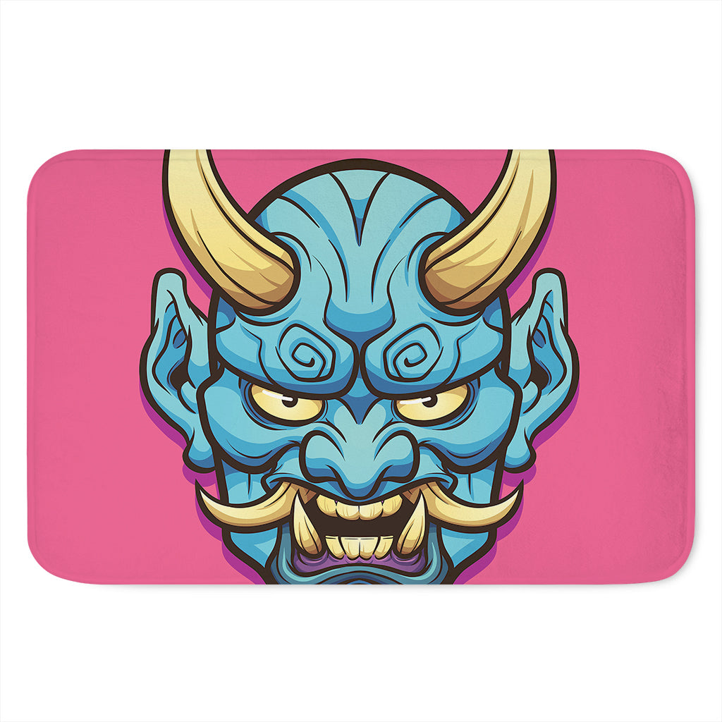 Blue Japanese Demon Print Indoor Door Mat