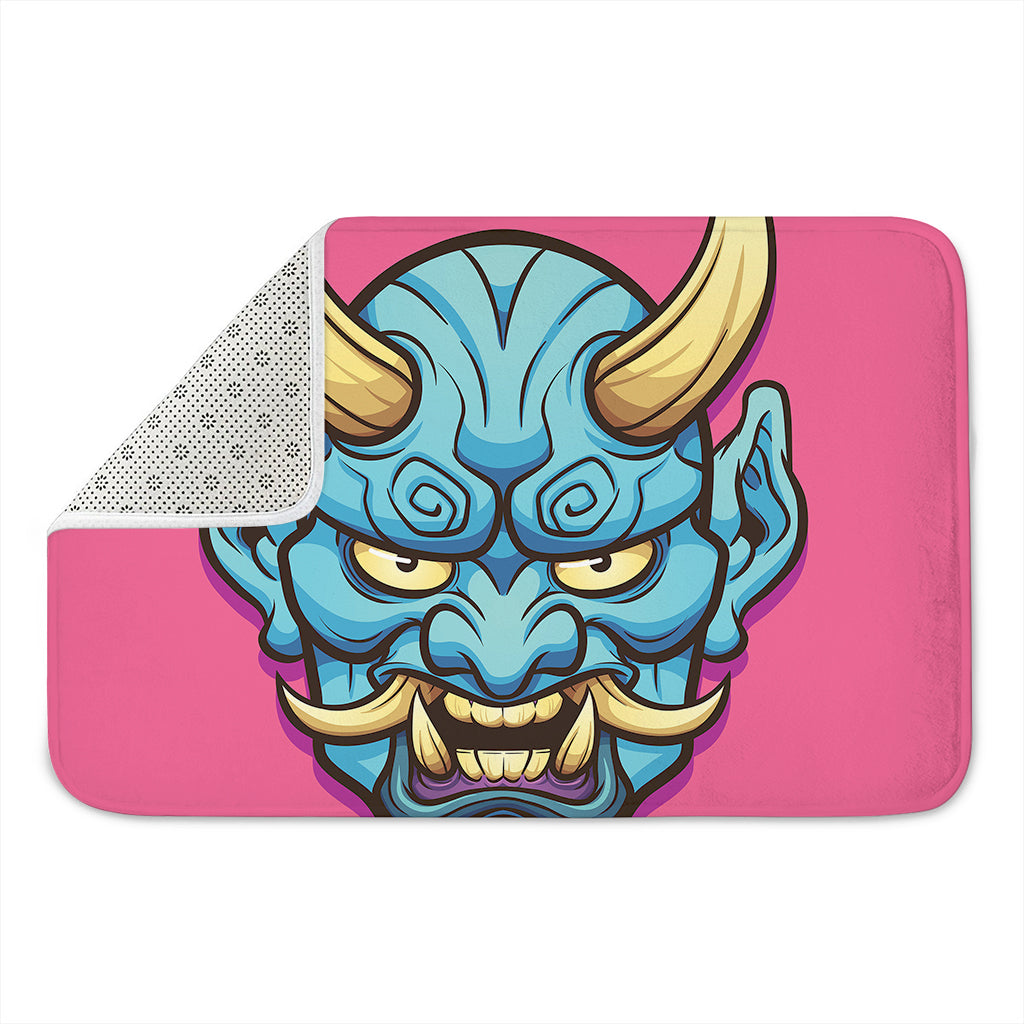 Blue Japanese Demon Print Indoor Door Mat