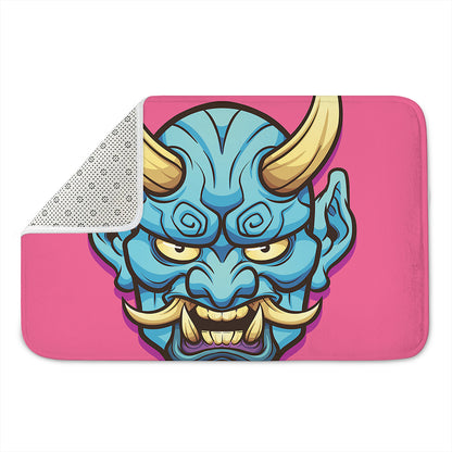 Blue Japanese Demon Print Indoor Door Mat