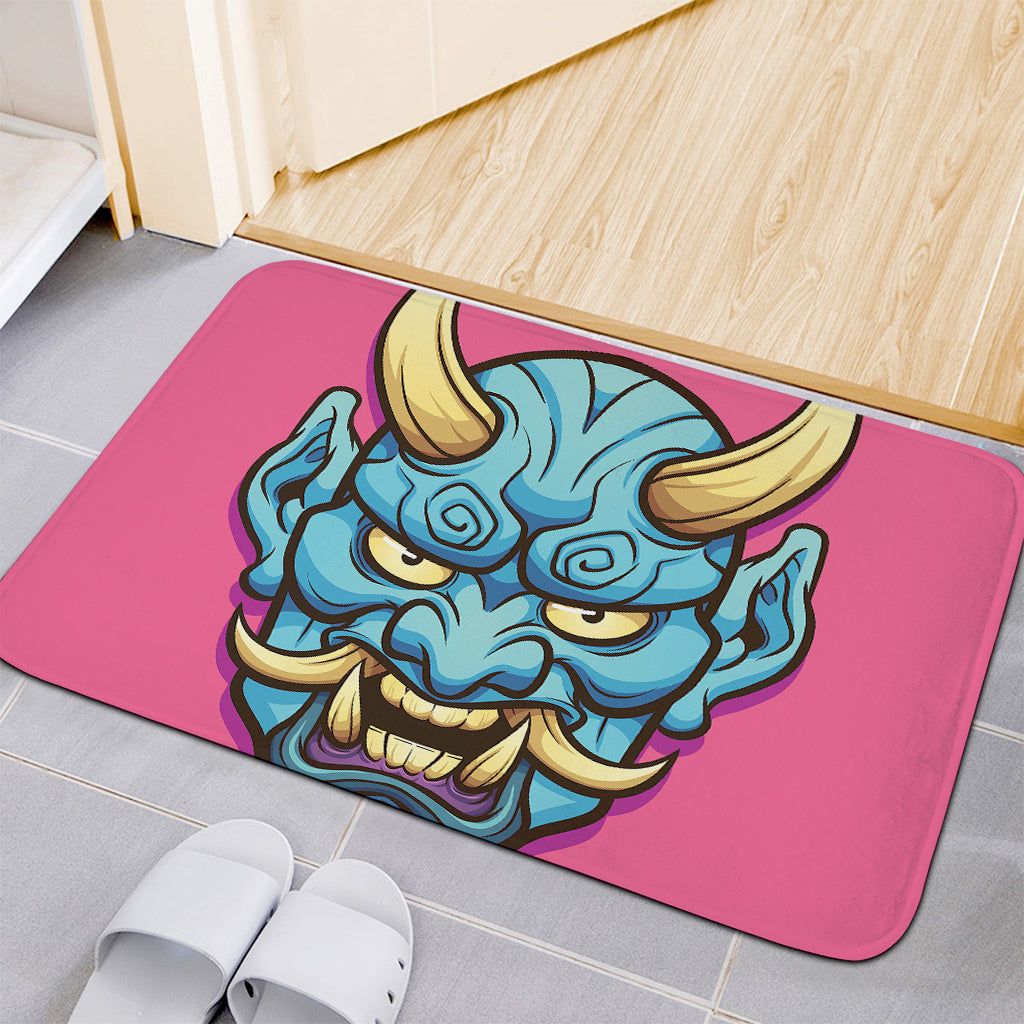 Blue Japanese Demon Print Indoor Door Mat