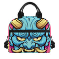 Blue Japanese Demon Print Insulated Lunch Bag