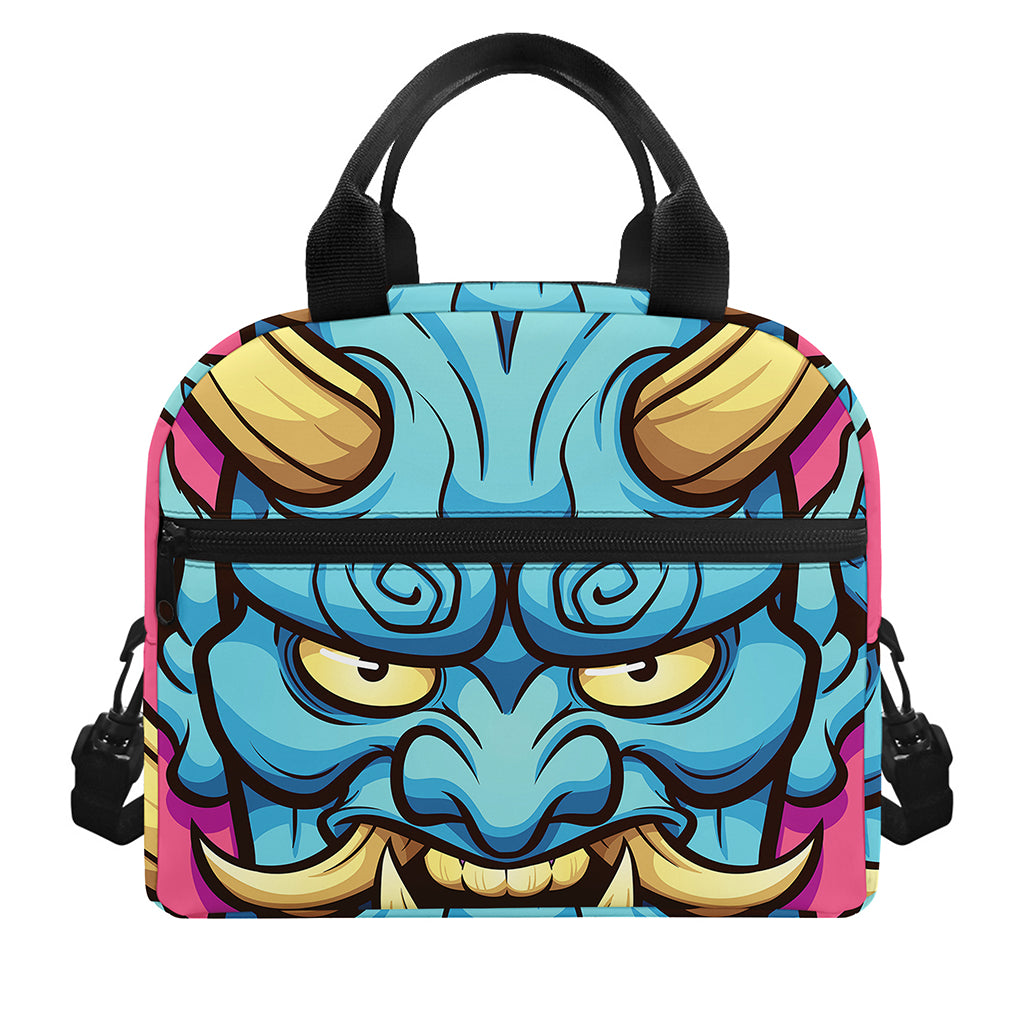 Blue Japanese Demon Print Insulated Lunch Bag
