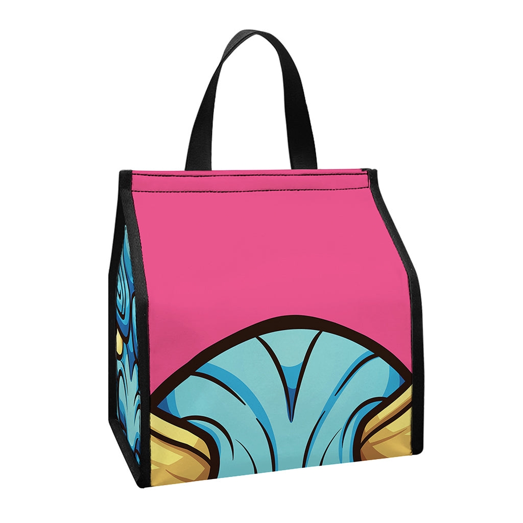 Blue Japanese Demon Print Insulated Lunch Tote
