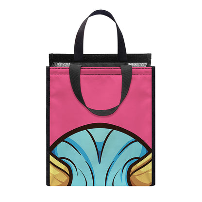 Blue Japanese Demon Print Insulated Lunch Tote