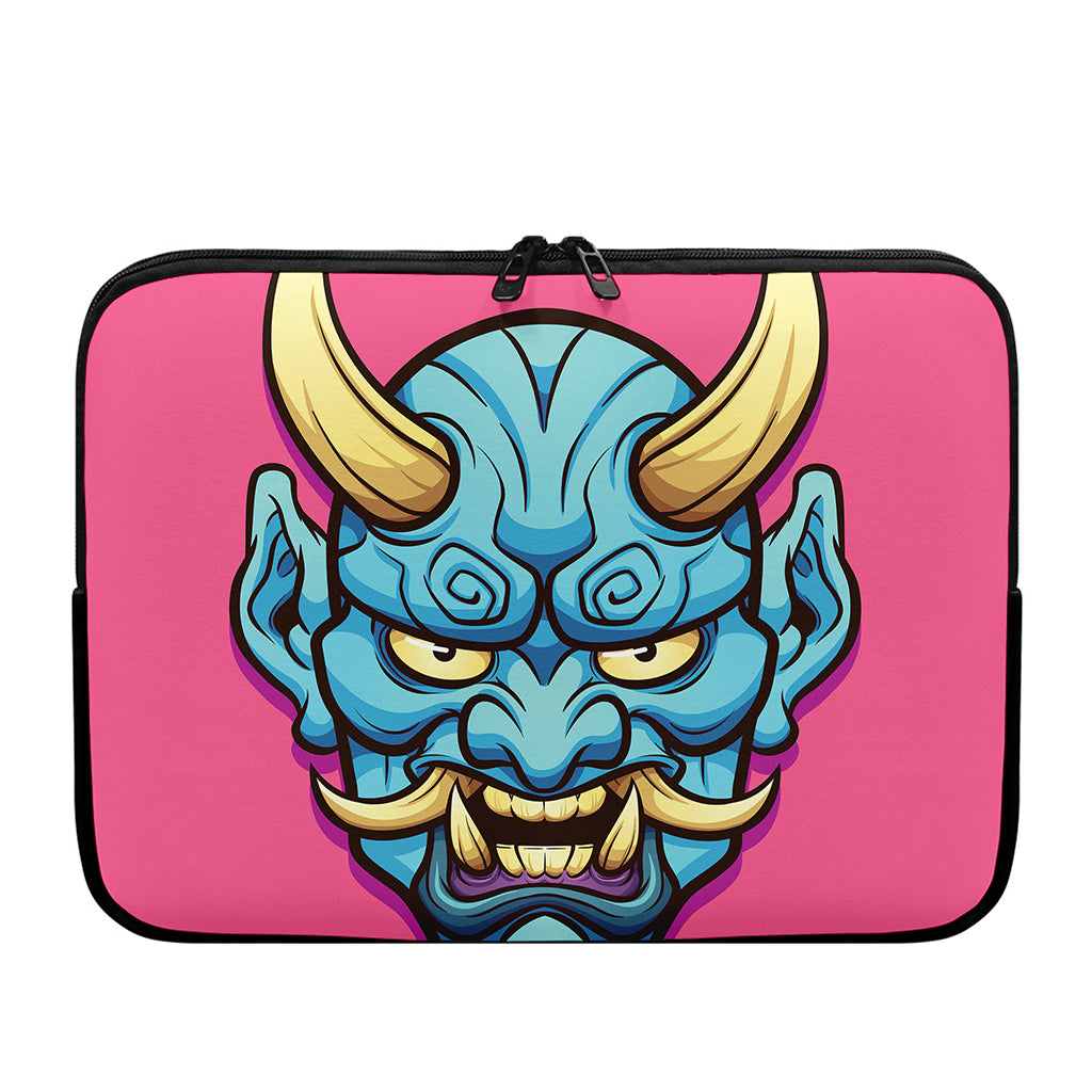Blue Japanese Demon Print Laptop Sleeve