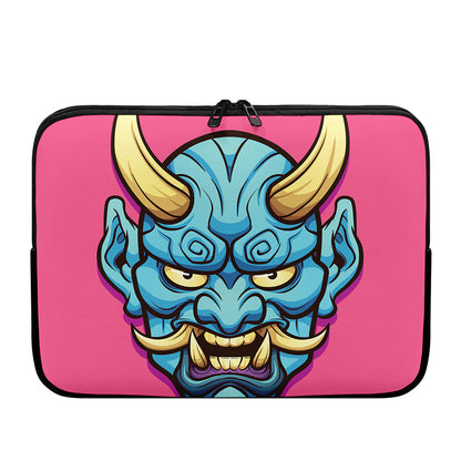 Blue Japanese Demon Print Laptop Sleeve