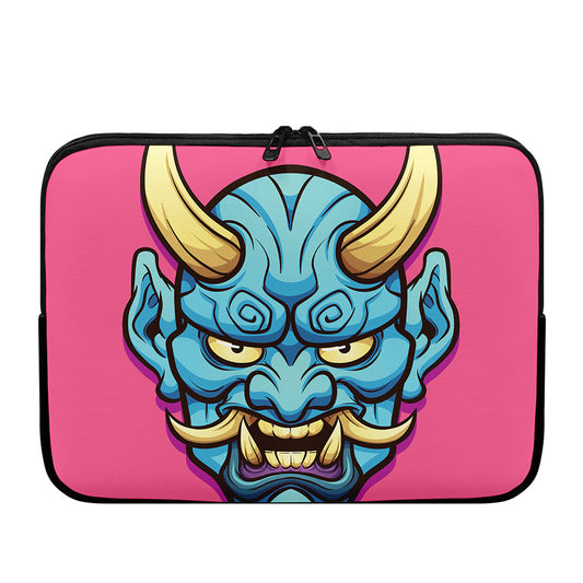 Blue Japanese Demon Print Laptop Sleeve