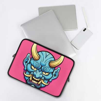 Blue Japanese Demon Print Laptop Sleeve