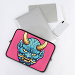 Blue Japanese Demon Print Laptop Sleeve