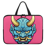 Blue Japanese Demon Print Laptop Sleeve With Handle