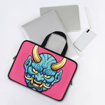 Blue Japanese Demon Print Laptop Sleeve With Handle