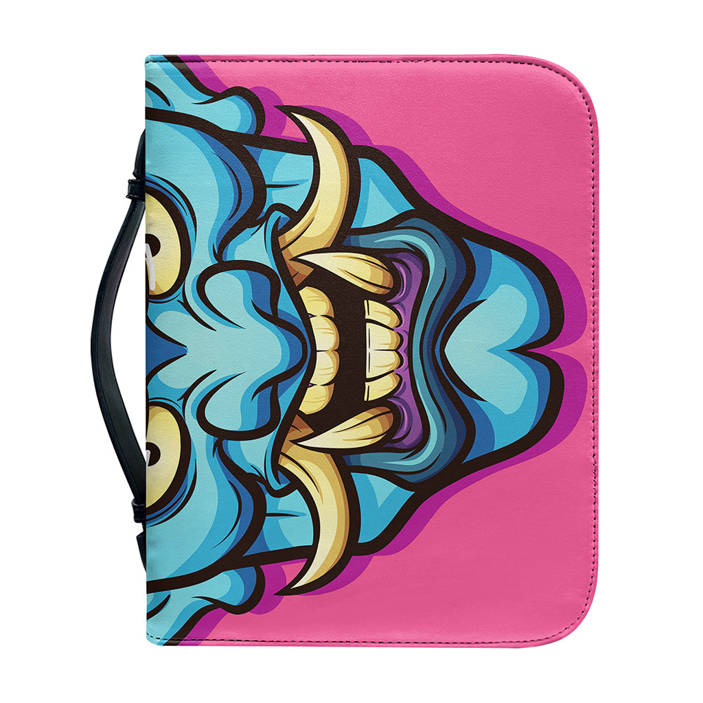Blue Japanese Demon Print Leather Bible Cover