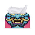 Blue Japanese Demon Print Leather Tissue Box Cover