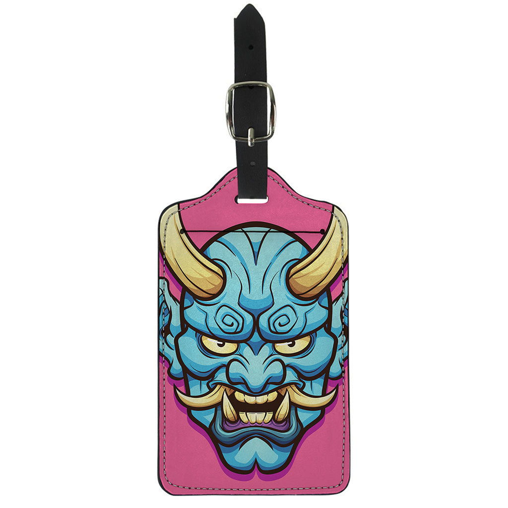 Blue Japanese Demon Print Luggage Tag