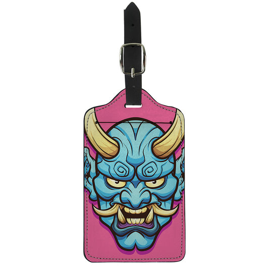 Blue Japanese Demon Print Luggage Tag
