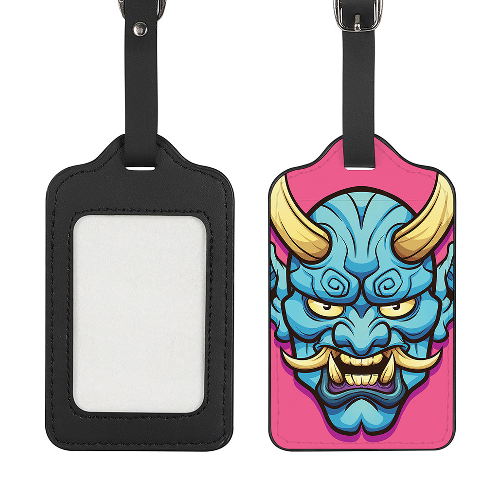 Blue Japanese Demon Print Luggage Tag