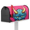 Blue Japanese Demon Print Mailbox Cover