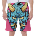 Blue Japanese Demon Print Men's Beach Shorts