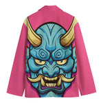 Blue Japanese Demon Print Men's Blazer