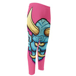 Blue Japanese Demon Print Men's Compression Pants