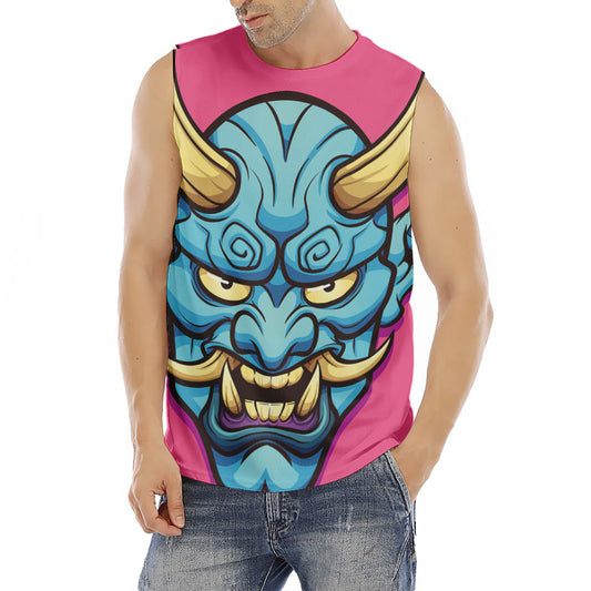 Blue Japanese Demon Print Men's Fitness Tank Top
