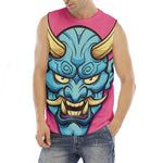 Blue Japanese Demon Print Men's Fitness Tank Top