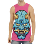 Blue Japanese Demon Print Men's Muscle Tank Top