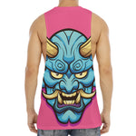 Blue Japanese Demon Print Men's Muscle Tank Top