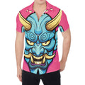Blue Japanese Demon Print Men's Shirt