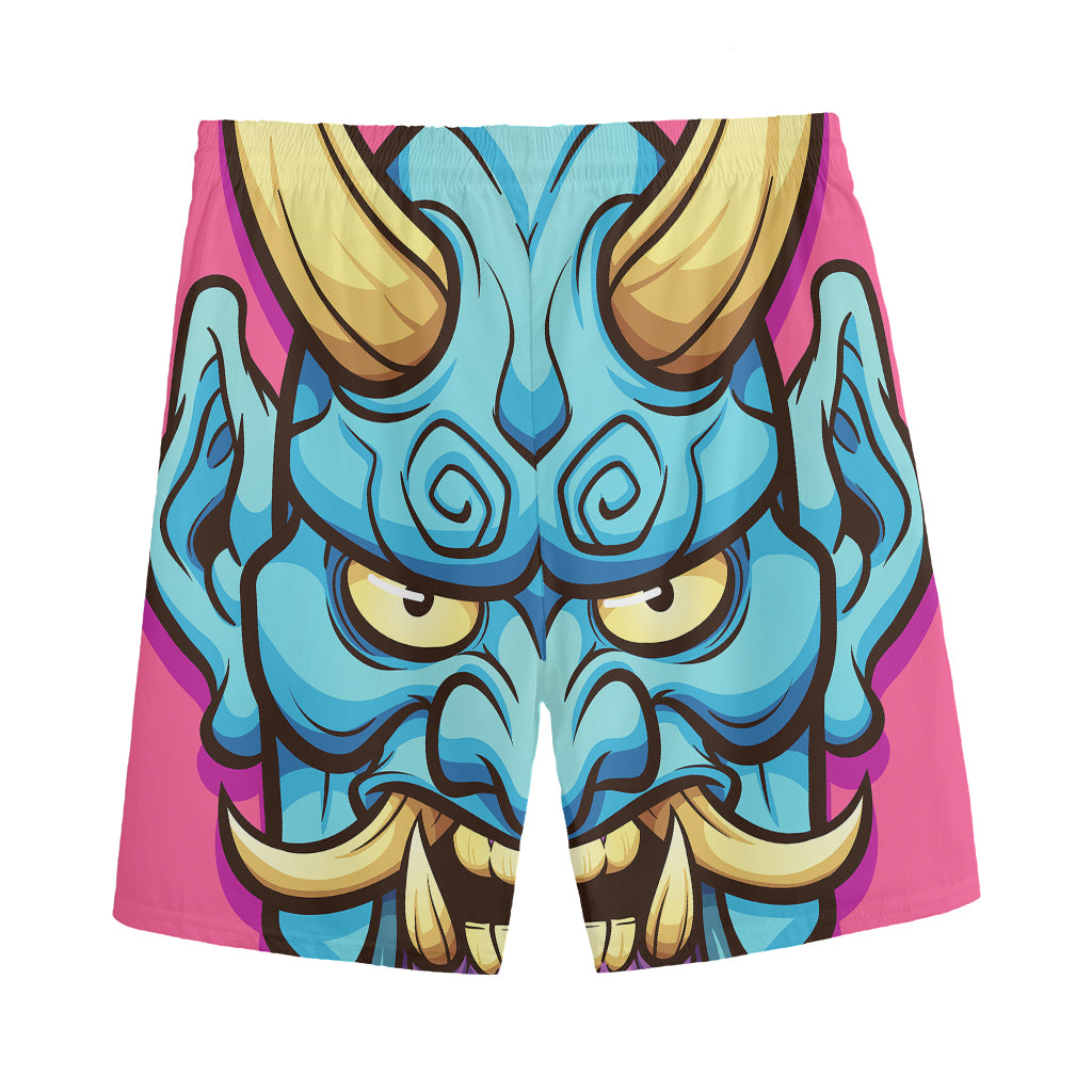 Blue Japanese Demon Print Men's Sports Shorts