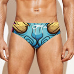 Blue Japanese Demon Print Men's Swim Briefs