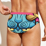 Blue Japanese Demon Print Men's Swim Briefs